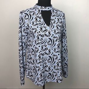 Ann Taylor Choker V-Neck Long Sleeve Blouse